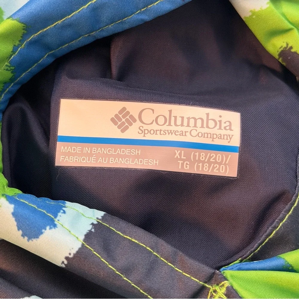 Columbia Kids XL Reversible Green Blue BW Camo Jacket Full Zip Unisex Youth Coat